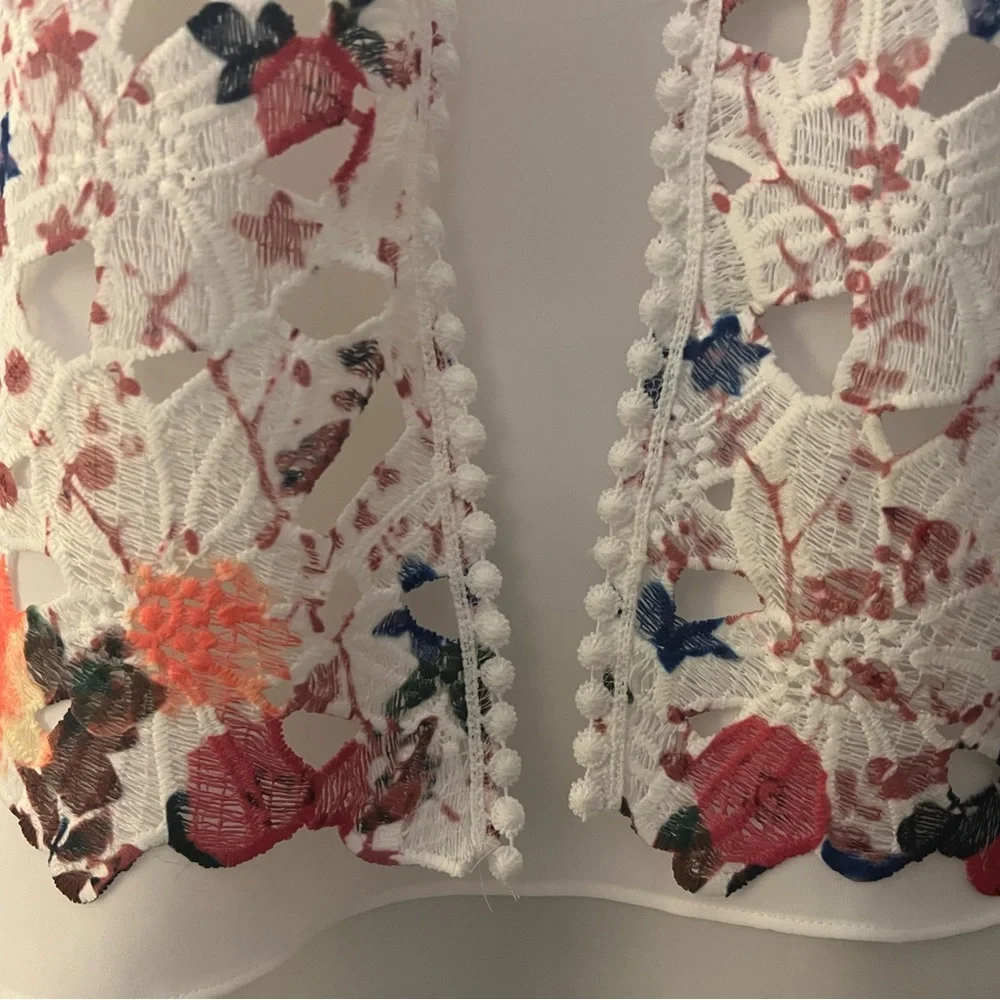 NWOT CHRISMcLAUGHLIN FLORAL LACE TOP TOPPER SZ XL - Picture 7 of 13